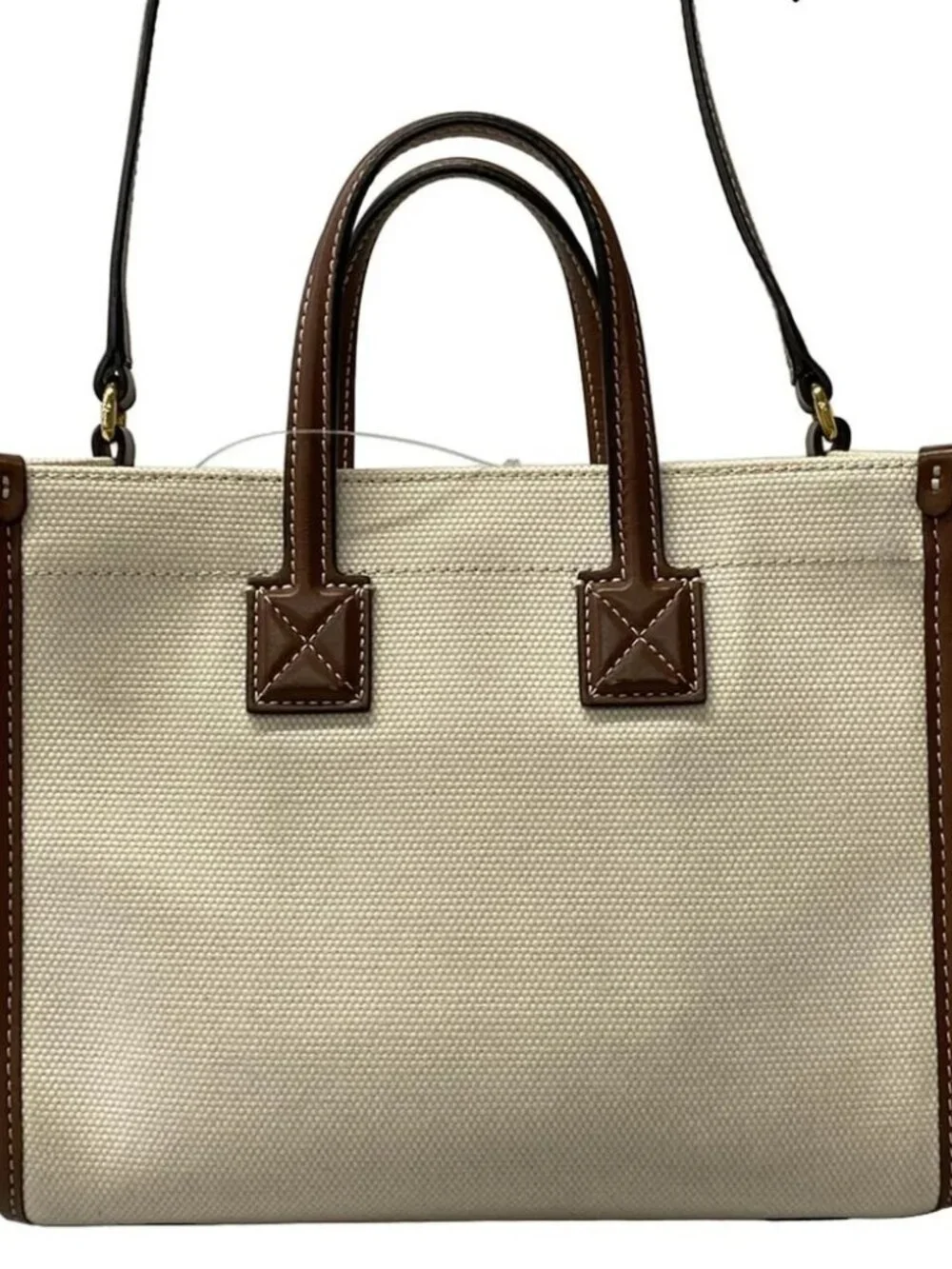Burberry Mini Fraya Tote 8044143 Cream Brown Canvas Leather Shoulder Bag - Picture 3 of 14